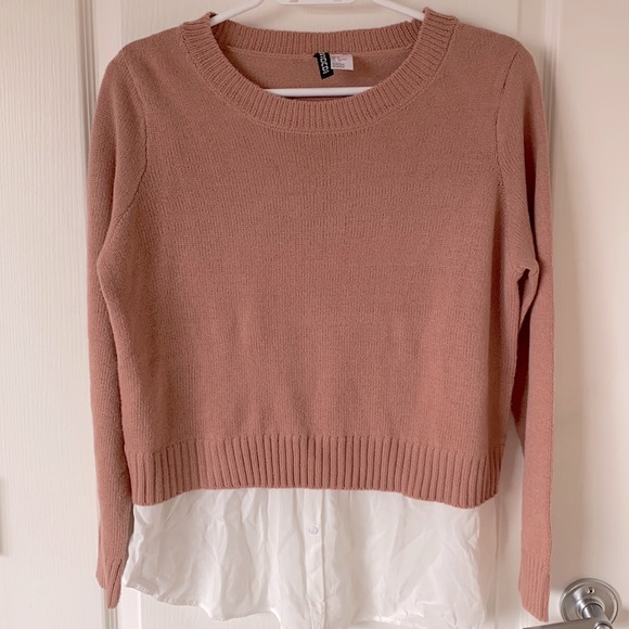 H&M Pink Sweater with Dress Shirt S - Picture 1 of 5
